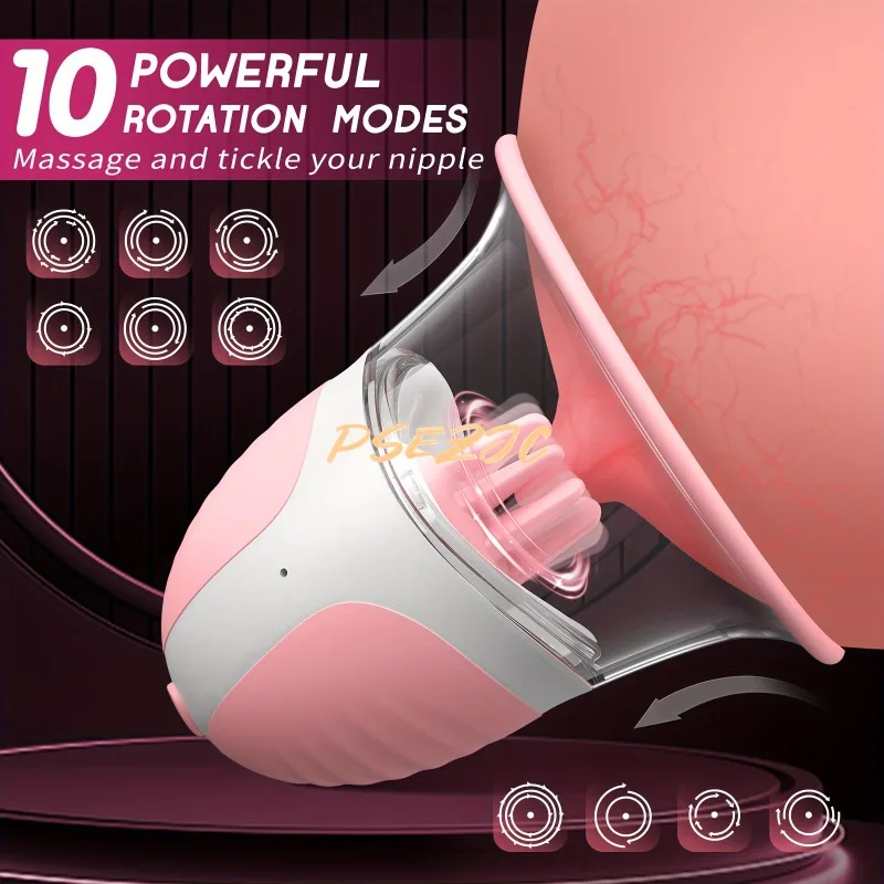 Nipple Suction Strong Stimulation Massager and 10 Vibration and Rotation Modes with Three Pairs of Massage Heads for Adult Toys