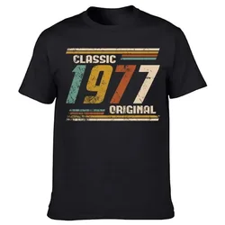 Novelty Awesome Vintage Classic 1977 Print Pattern T Shirts Streetwear Short Sleeve Birthday Gifts Summer Style T-shirt Men