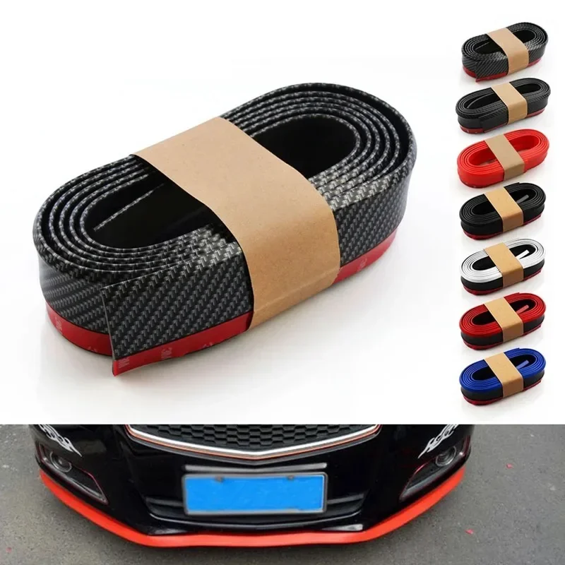 Car Universal Front Bumper Lip Carbon Fiber Rubber 2.5M  Protector Bumper Strip Spoiler Side Skirt Rubber Anti Scratch Protector