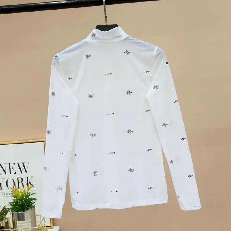 2023 Summer Golf Women Sunscreen with long sleeves and ultra-thin ice silk bottoming shirt