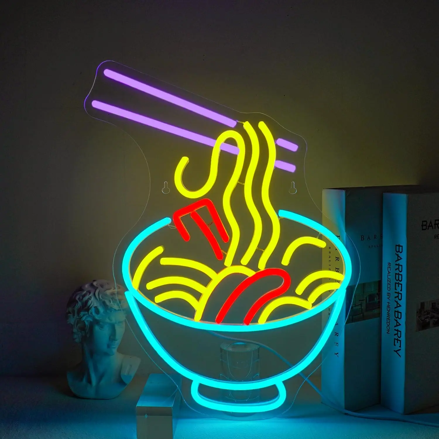 Ramen Noodles Neon Light USB Dimmable Wall Lamp for Japanese Kitchen Cafe Bar Food Stall Dining Room Anime Foodie LED Art Decor
