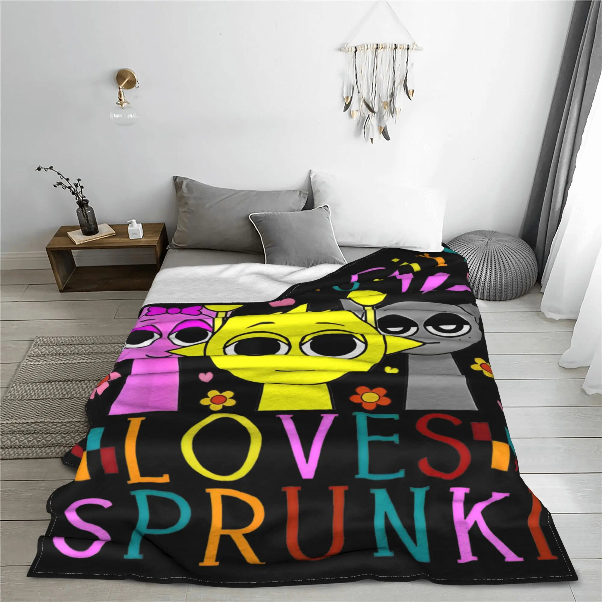 Funny Just A Girl Who Loves Sprunki Blankets Flannel Autumn/Winter  Multi Lightweight Throw Blankets Home Travel Bedding Throws