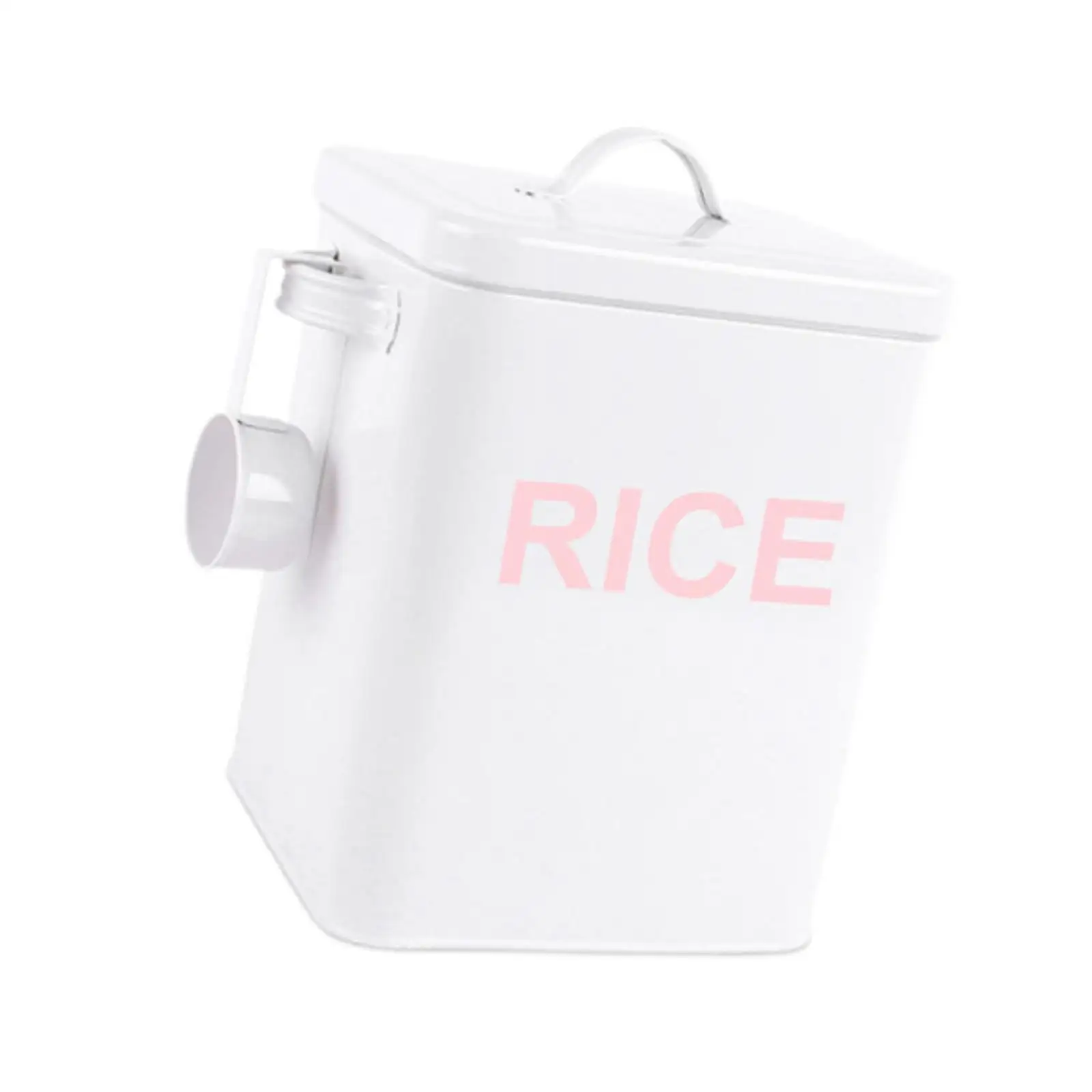 Metal Rice Storage Box with Lid and Handle Countertop Organizer Jar Flour Canister for Rice Beans Kitchen Cereal Soybean