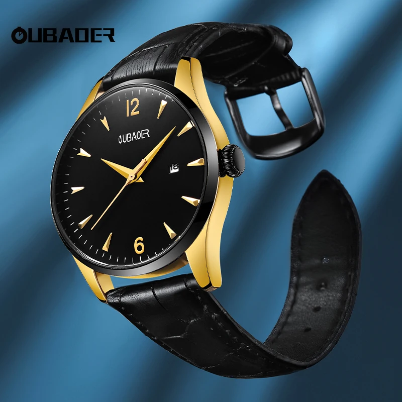 OUBAOER Mens Watches Fashion Leisure Watch Man Waterproof Date Quartz WristWatch for Men Business Male Clock Relogio Masculino