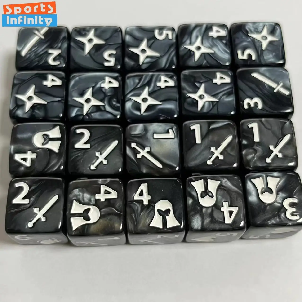 10 Pcs Set of 16mm 6 Sided Patterns D6 Game of Thrones Dices Cube Kit for Kids Story Telling TRPG Board Table Gaming Number Dice