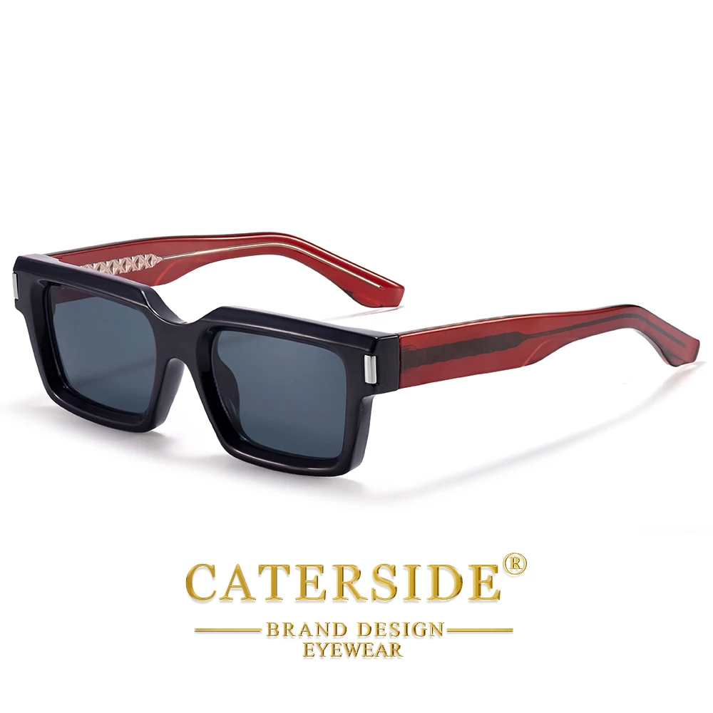 CATERSIDE Neue Retro Herren-Sonnenbrille Hochwertige Quadratische Sonnenbrille mit Dickem Rahmen Damen Outdoor-Reise-Fahrbrille UV400 – Detail 23