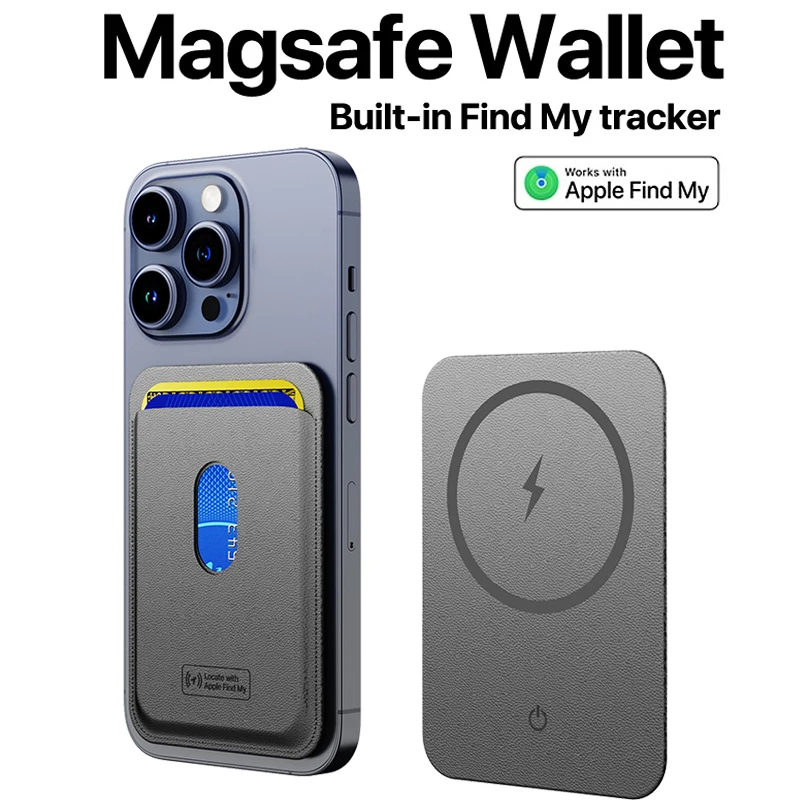 محفظة Magsafe Find My المدمج في Find My Location Wallet Tracker Tag لهاتف IPhone 12/13/14/15/16/17 مع إعادة الشحن اللاسلكي