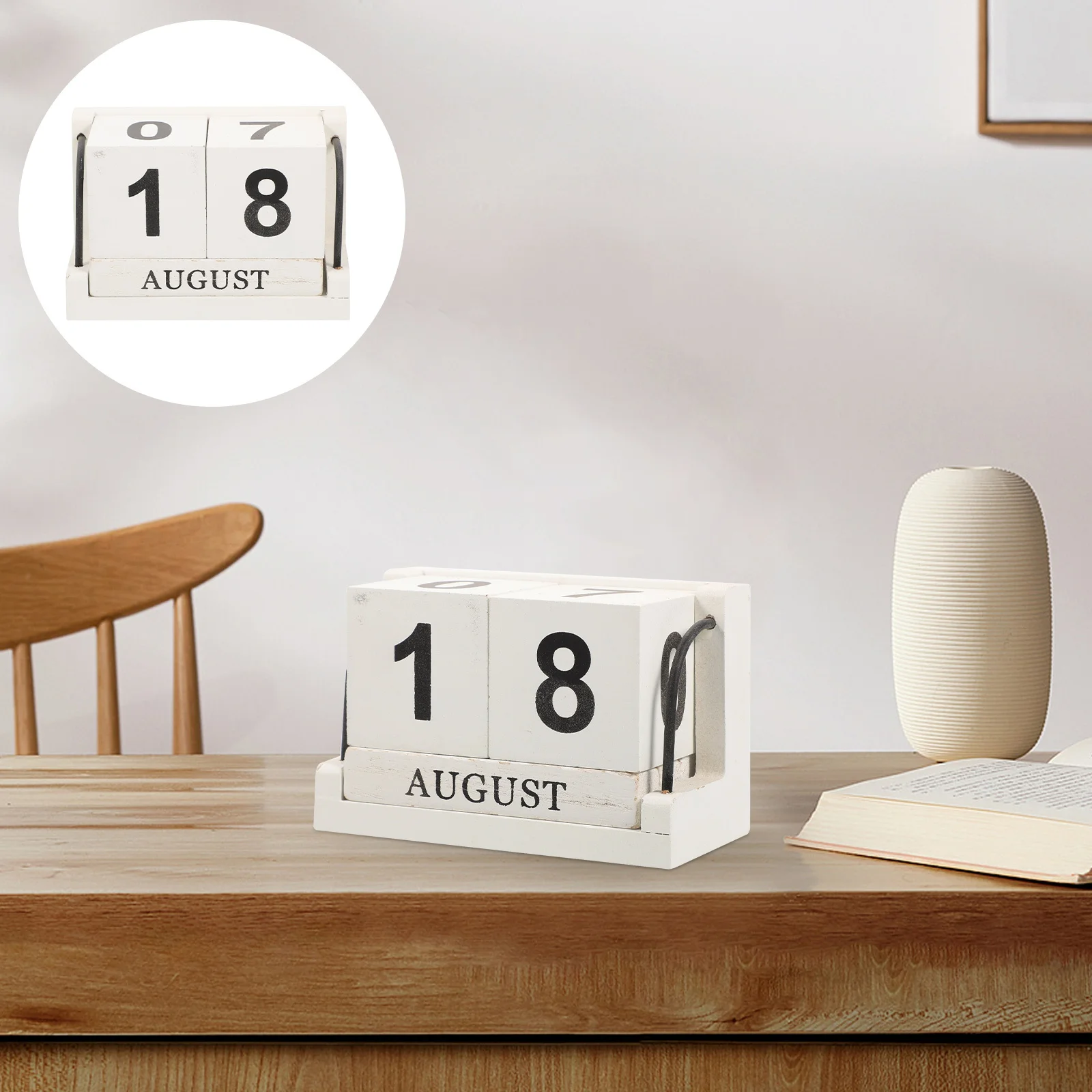 

1Set Rustic Wooden Calendar Cubes with Month and Numbers Easy Rotate Blocks for Year Round Use Office Home Decor Essential