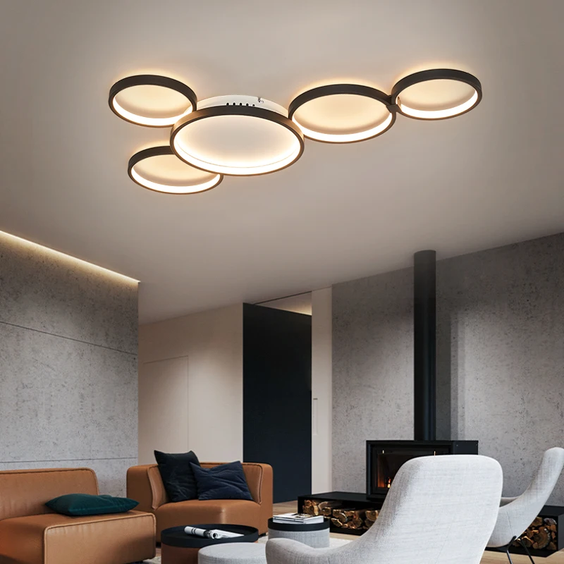 

Modern Simple Ring LED Ceiling Lamp Living Room Bedroom Dining Room Study Indoor Home Decor Flushmount Ceiling Light Lustre