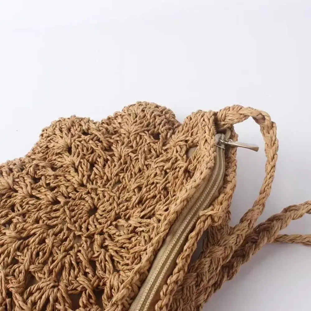 

Прочная круглая сумка через плечо, соломенная тканая сумка, пляжная сумка для женщин