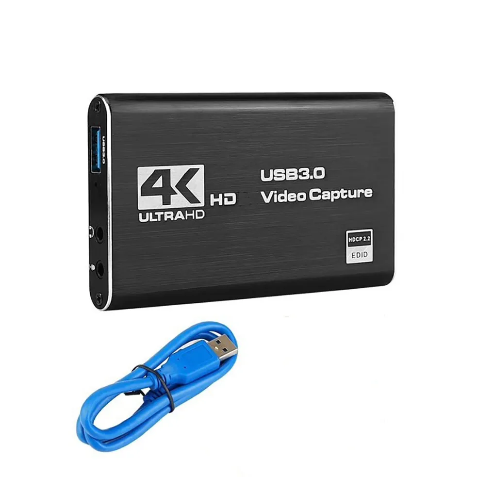 Video Capture Card Box 4K HDMI-Compatible 60Hz 30Hz USB 3.0 1080P 60fps 30fps Live Recorder Grabber Capturer Game Audio Mic