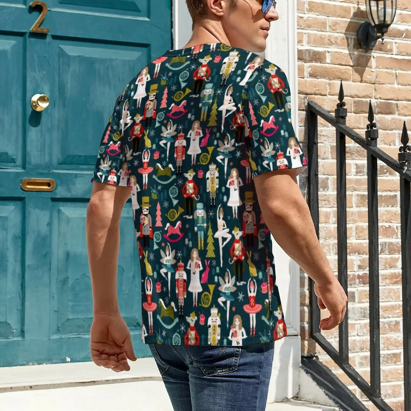 Men Nutcracker Ballet T Shirt Cute Soldier Print Vintage T Shirts Short-Sleeved Graphic Tops Summer Classic Big Size Top Tees