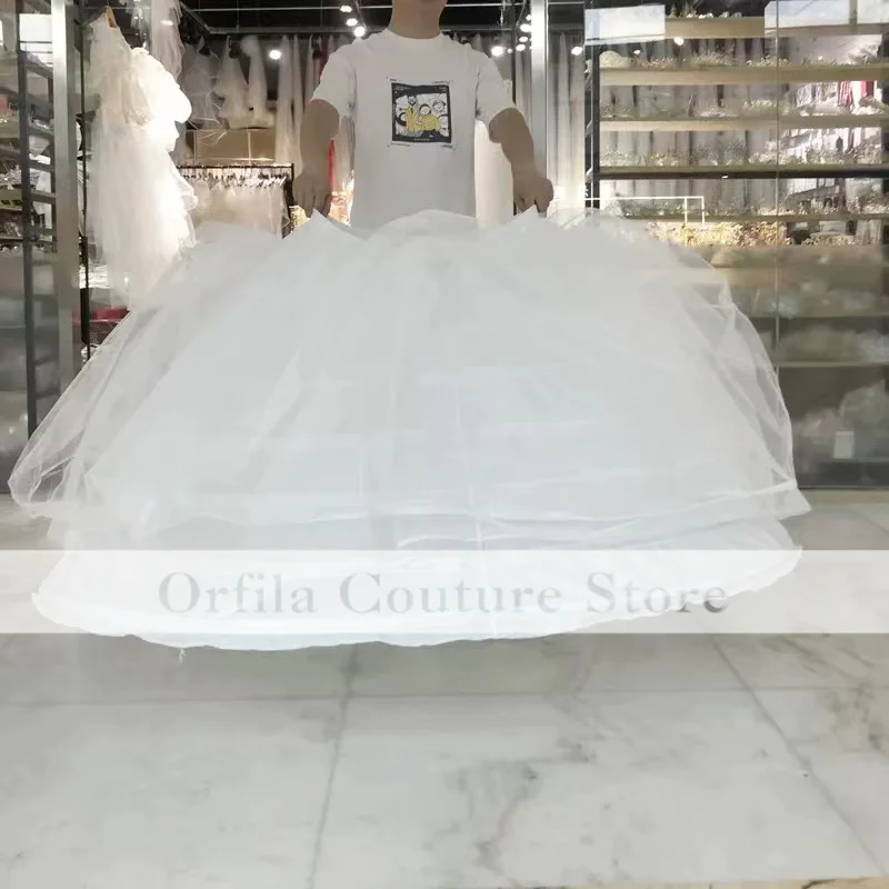 Đám Cưới Petticoat 7 Treo Tường Trắng Quinceanera Đầm Petticoat Siêu Lông Tơ Crinoline Trượt Tây Nam Không Cho Bầu