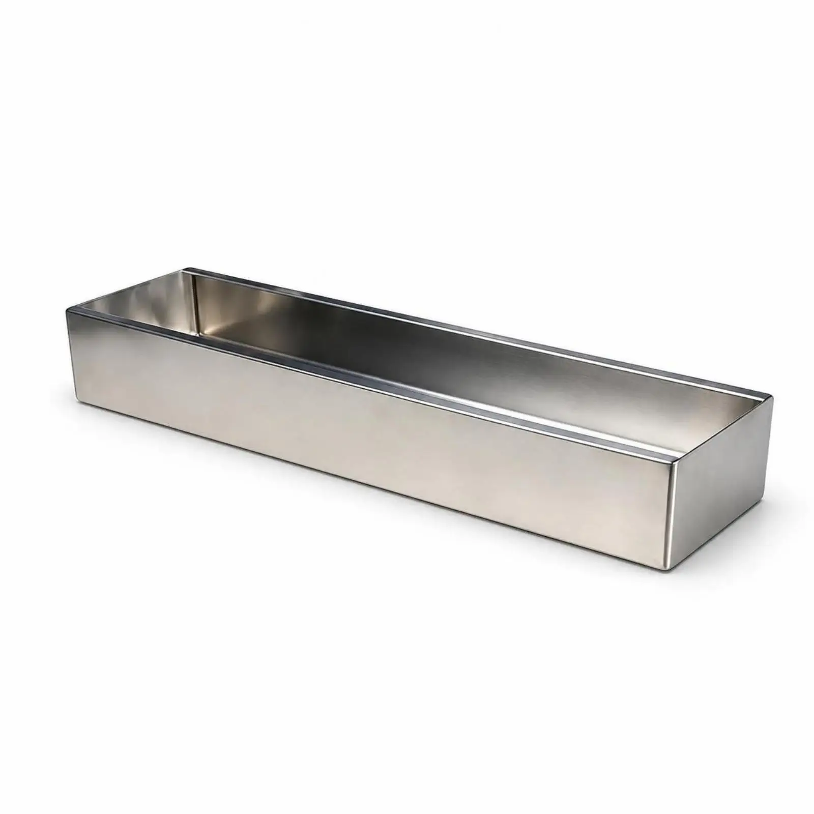 Sturdy Chicken Feeder Trough Stainless Steel Rectangular Avian Feed Pan for Poultry Flock Feeding