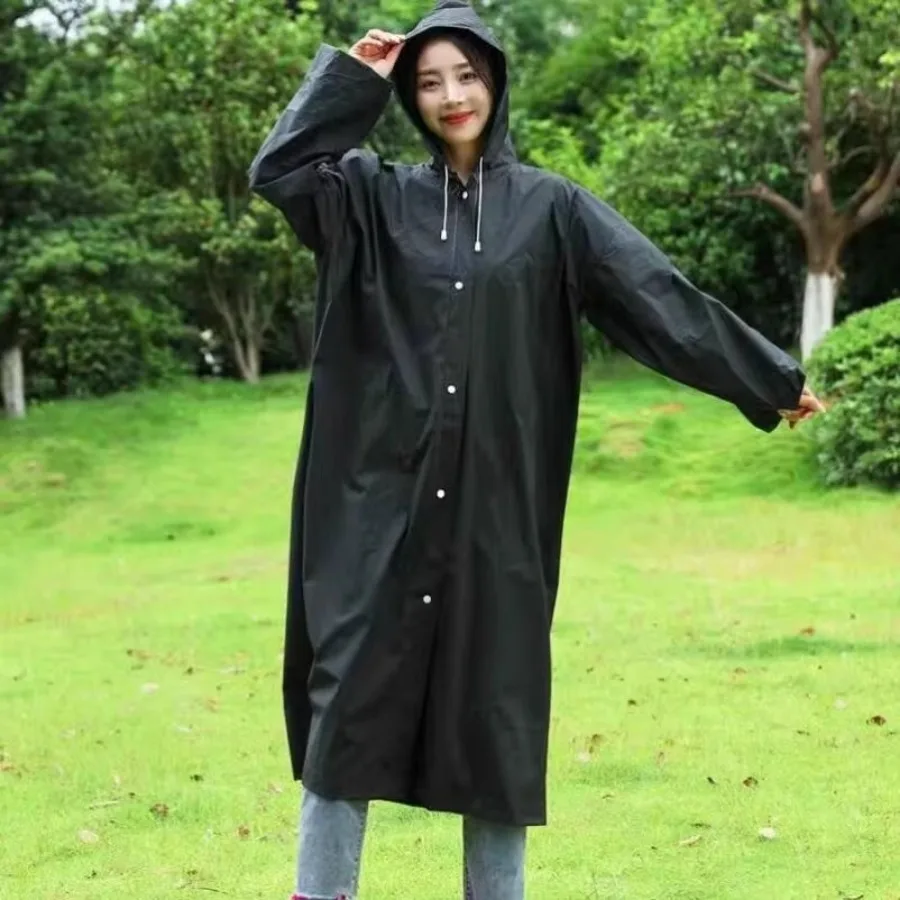 야외 성인용 판초 타입 비 일회용 EVA 비옷, 라이딩 원피스 비옷, 하이킹 판초