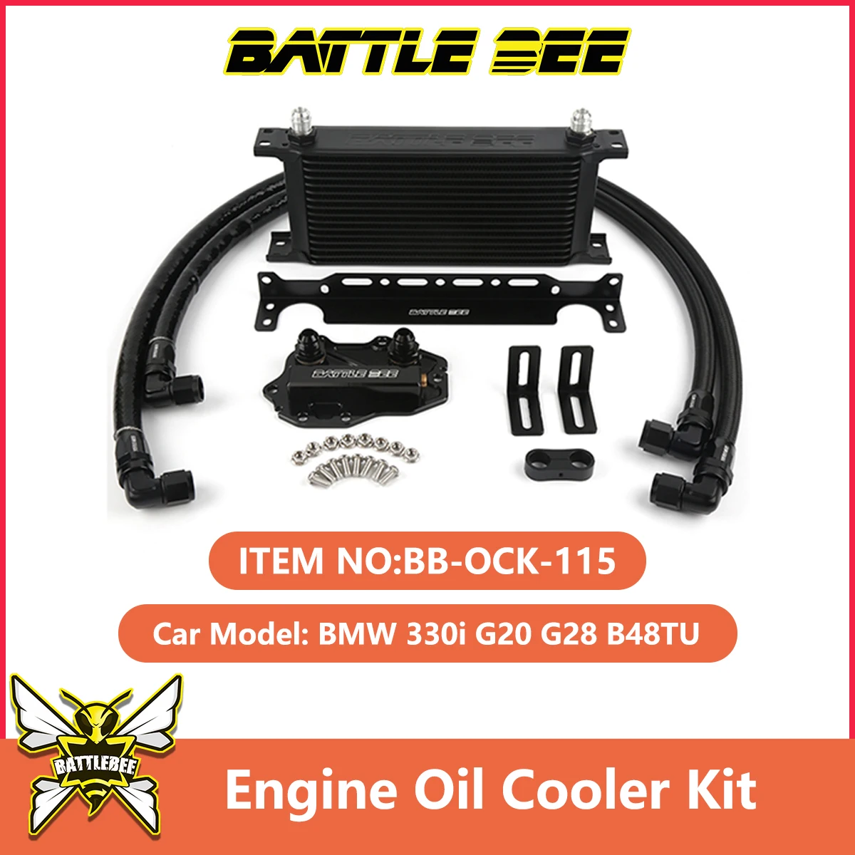 BATTLEBEE Car Engine Oil Cooler Kit Engine Radiator Oil Filter Sandwich Plate Adapter For BMW 330i G20 G28 B48TU BB-OCK-115