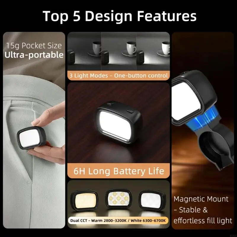 

Mini LED Fill Lighting Attachment for Pocket 4 Offers 3 Light Mode And Easy Charging 896C