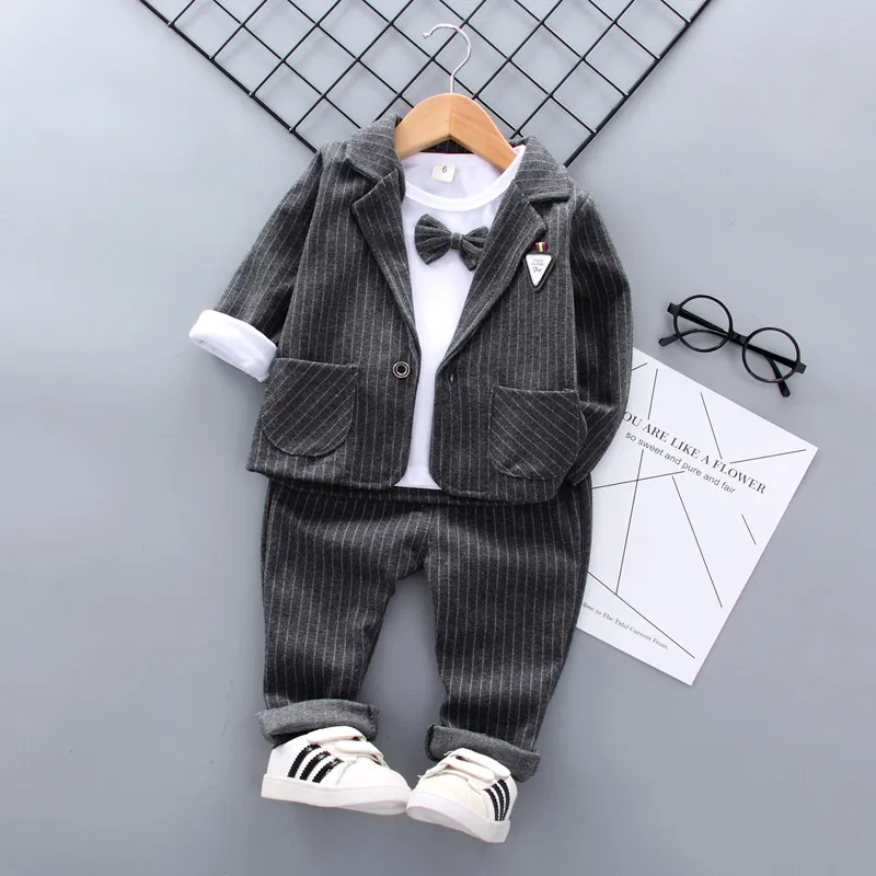 Baby Clothes Sets Children Suits Autumn Kids Gentleman Style Suit Coats T-Shirt Pants 3pcs Infant Boys Outfits 1 2 3 4 YEARS