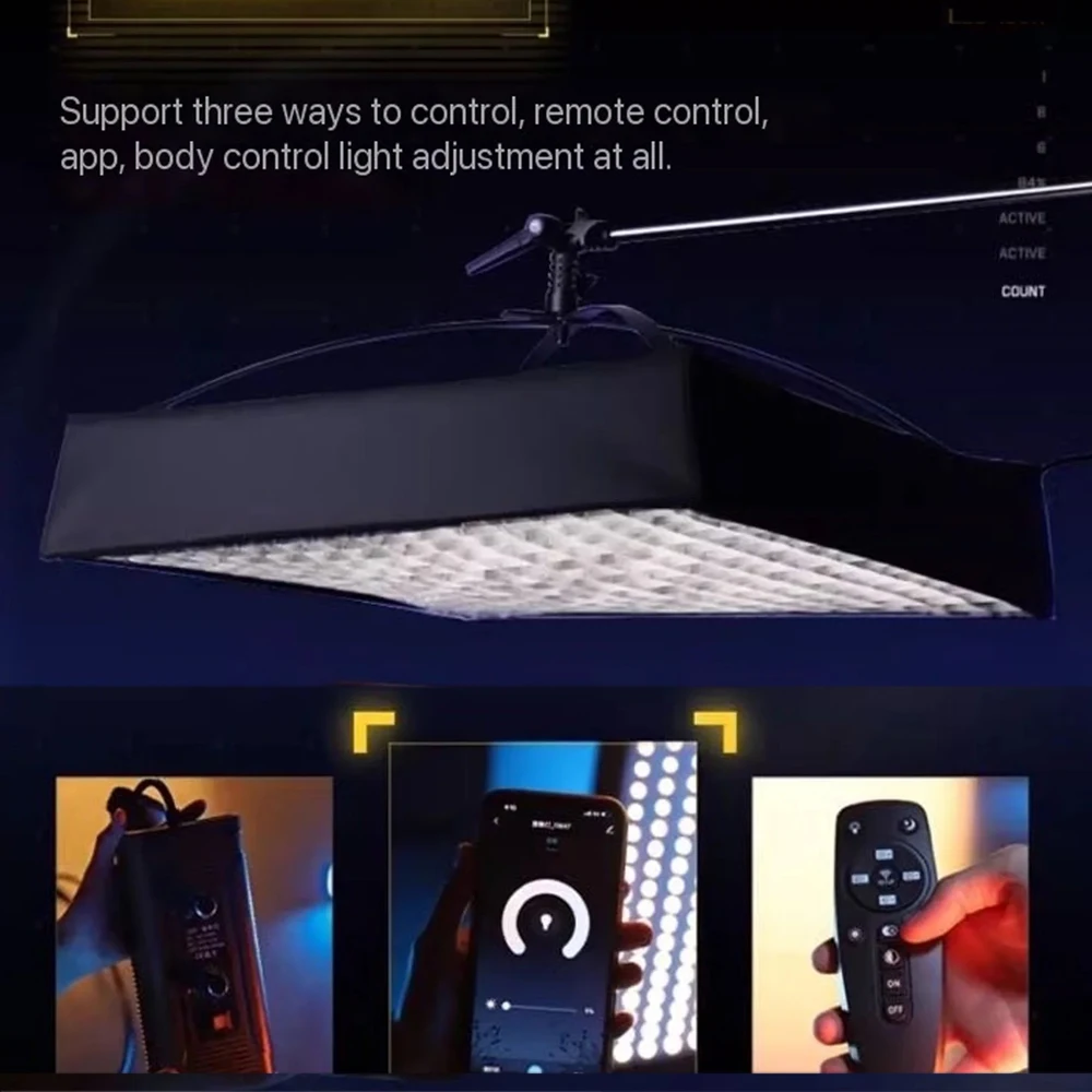 150 واط مرنة LED الفيديو الضوئي ثنائي اللون المتداول فليكسي القماش مصباح مع العسل شبكة سوفت بوكس تحكم APP لاستوديو الصور