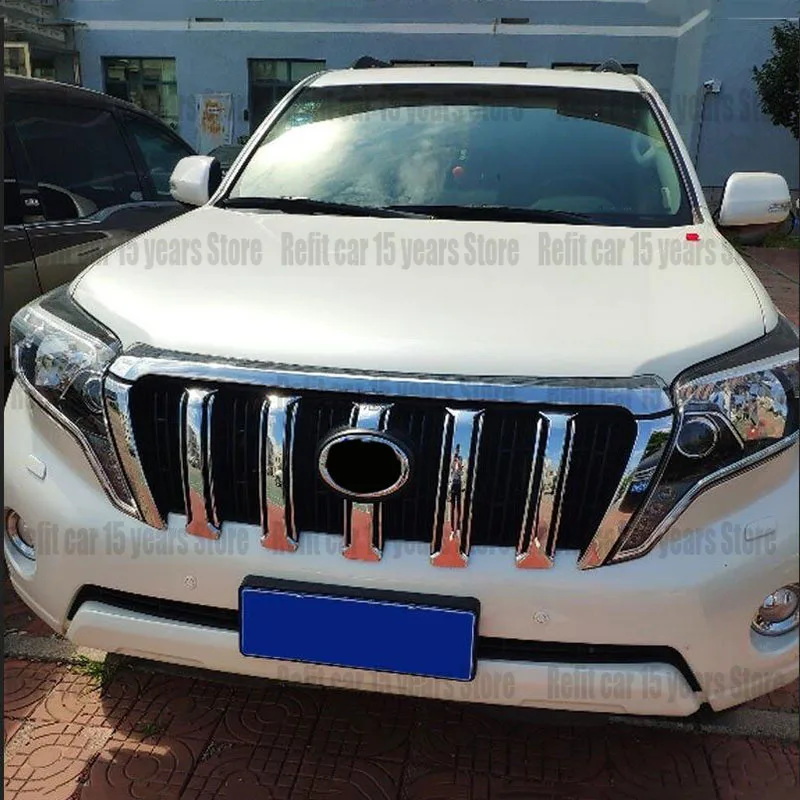 for Toyota Land Cruiser Prado FJ150 2014 2015 2016 2017 6PCS ABS Chrome Front Grille Cover Trim