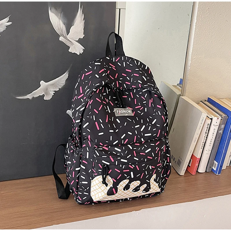 Schülerrucksack, Ice Cream Korean Teenage Girls Sweet Cute Schultasche, leichte, geräumige College-Tasche, Tagesrucksack mit großem Fassungsvermögen – Detail 9