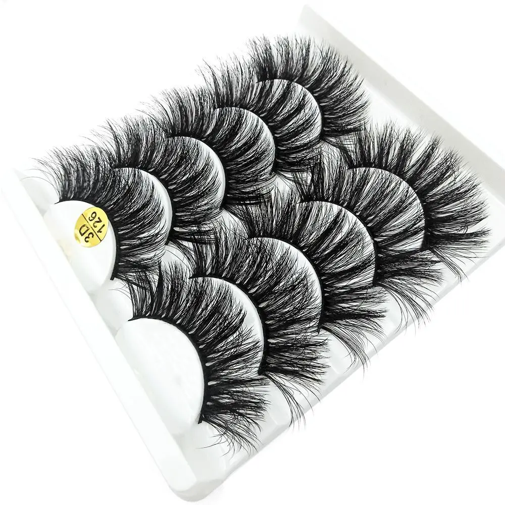 SKONHED 5 Pairs Woman Fluffy Wispy Flared False Eyelashes Eye Lash Extension 3D Faux Mink Hair Crisscross