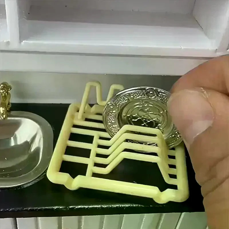 1:12 Dollhouse Miniatures Dish Rack Model Kitchen Accessories For Doll House Micro Landscape Ornaments Kids Pretend Play Toy DIY