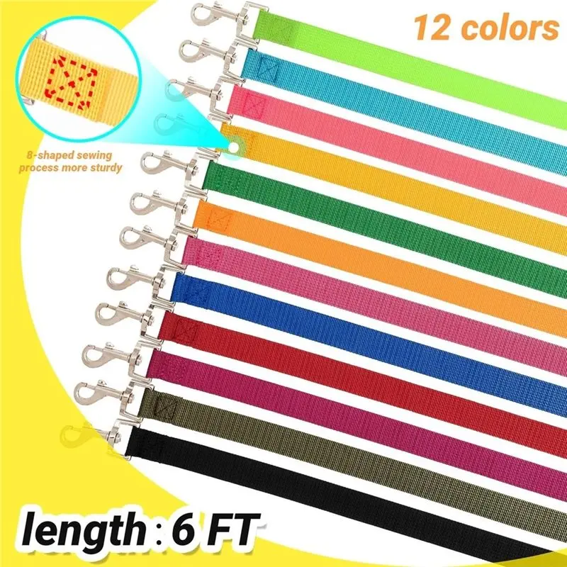 Dog Leashes 12 Pcs- Short 6FT Leash With Swivel Hook For Small, Medium, Large Dogs For Walking, Training Outdoor Lead-B61B