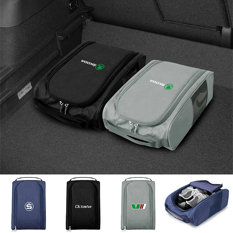 Für Skoda VRS Octavia Rapid Karoq Scala Superb Kodiaq Kamiq VII S Fabia Tragbare Reise Schuh Tasche Lagerung Paket Auto Zubehör