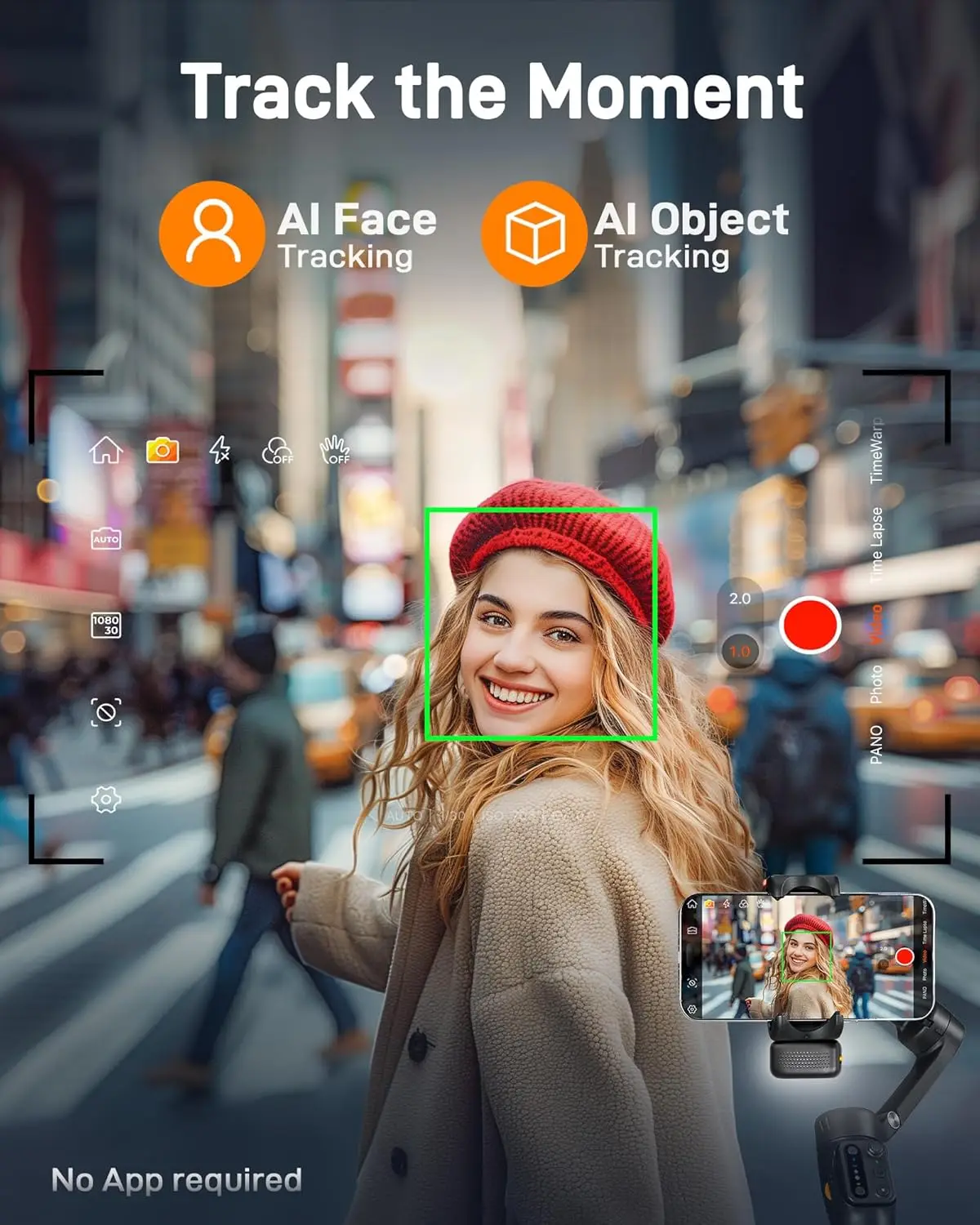 Hohem iSteady V3 مثبت الهاتف الذكي Ai تتبع الوجه 3 محاور الهاتف Gimbal المدمج في Selfie عصا المحمولة آيفون 15/سامسونج