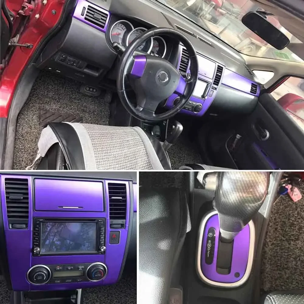 For Nissan Tiida 2005-2010 Interior Central Control Panel Door Handle Carbon Fiber Stickers Decals Car styling Accessorie