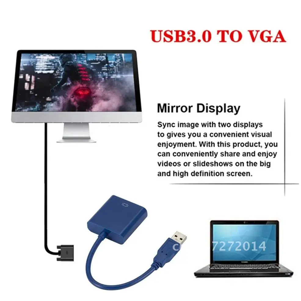 

LccKaa VGA Adapter Cable USB 3.0 External Graphic Card Video Multi-display Converter Adapter For Windows 7 8 10 PC Laptop