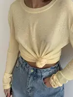 Hirsionsan 2025 basique doux t-shirts femmes été automne manches longues lâche bas t-shirts dames décontracté tricoté doux femme hauts 2
