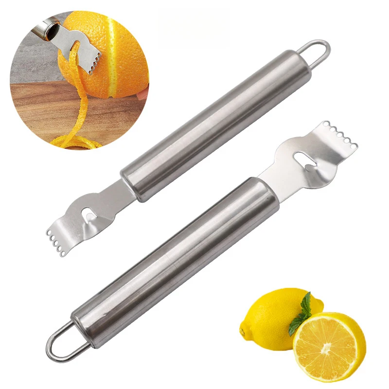 

1pc Stainless Steel Lemon Zester & Cutter - Multipurpose Kitchen Tool for Citrus, Pineapple & Cocktails