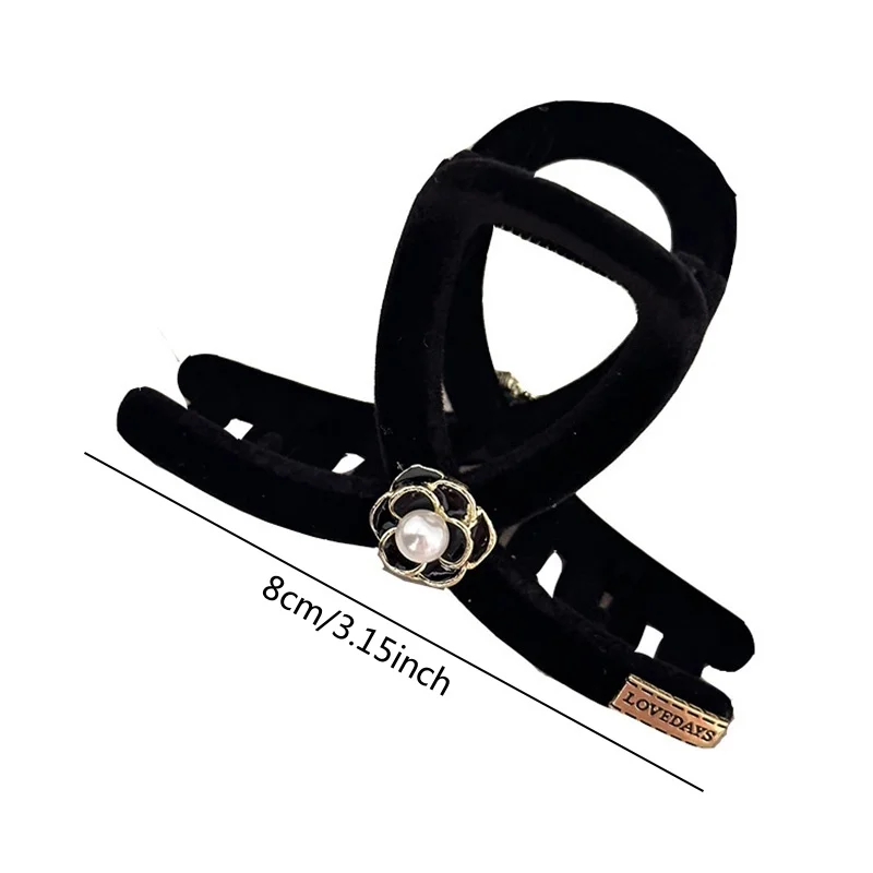 8Cm Flocking Camellia Haarspeldjes Voor Vrouwen Haarspeld Vintage Parel Haarklauw Clip Haaraccessoires Mini Meisjes Hoofddeksels