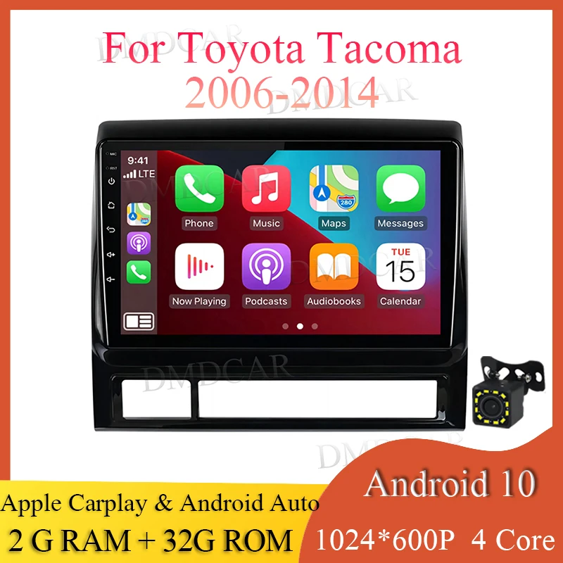 

Wired android Auto 2G+32G Android 10 For Toyota Tacoma 2006 - 2014 Car Radio Apple Carplay GPS Screen 2 Din WIFI 1024*600 P