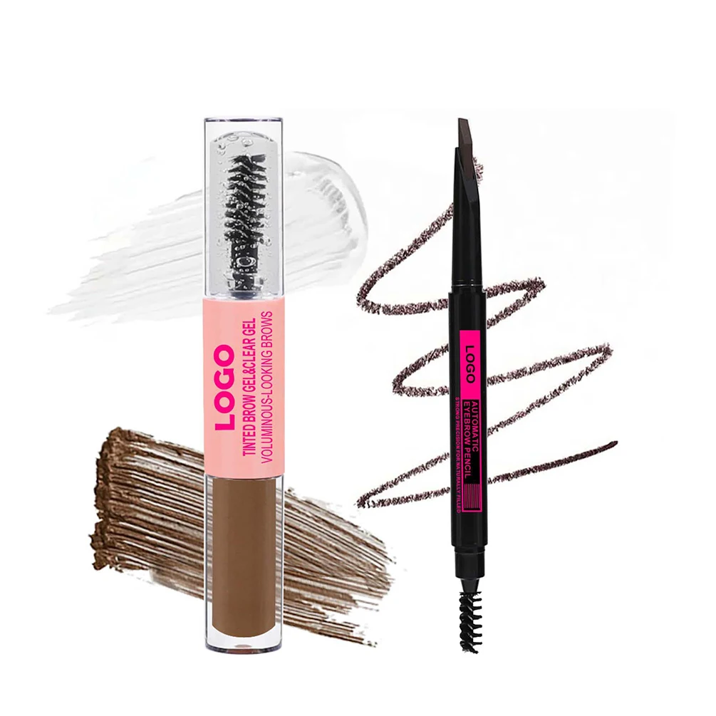 4-farbiges Private Label Augenbrauen-Creme-Set, individuelles Logo, Augenbrauen-Gel-Tönungsstift-Set, wasserfest, nicht verschmierend, Groß-Make-up im Großhandel