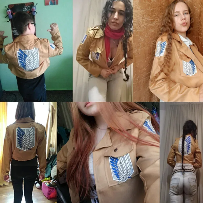 

2025 год, Хэллоуин Shingeki No Kyojin, взрослые мужские и женские герои, косплей, японский мультфильм, коричневая куртка, перчатка, маска