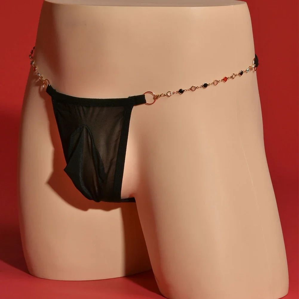 

Sexy Lingerie Mens Transparent G-String Mesh Breathable Underwear Sissy U Convex Pouch Briefs Quick Dry Underpants Knickers