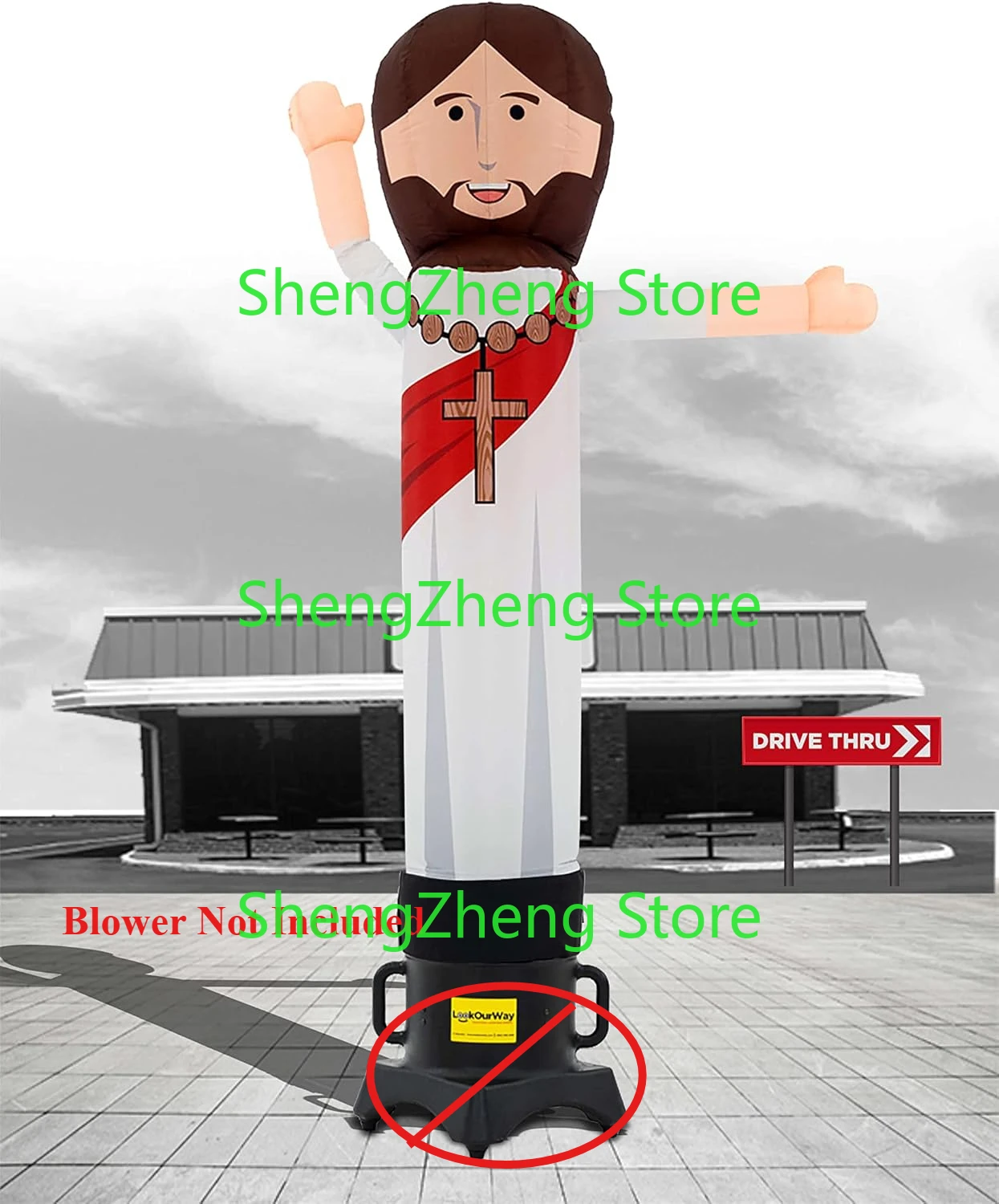 1Pcs 8ft Tall Jesus Air Waver  - Inflatable Advertising Tube Man  Guy with Flapping Waving Arm  (Blower Not Included)