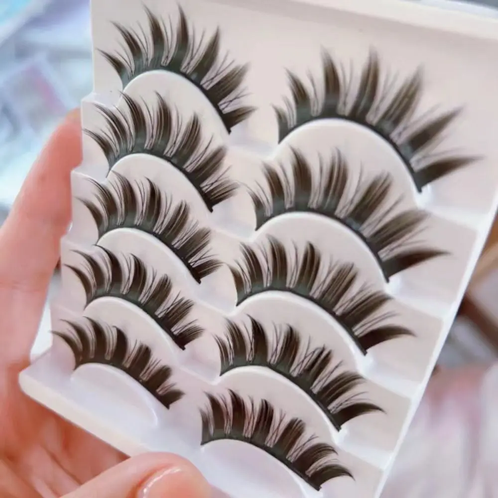 Natural Wet Look Manga Lashes Cat-Eye Makeup Fairy Clusters Cosplay Lashes Fluffy Wispy Fake Eyelashes Women