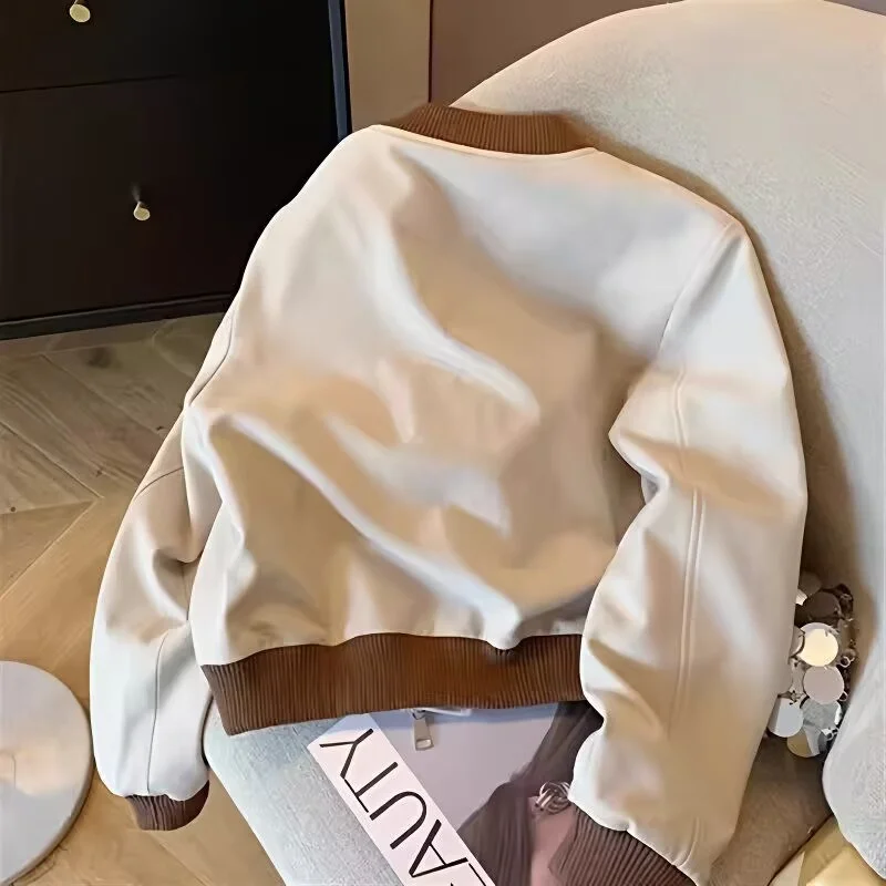 American Street Baseball Clothes Spring Autumn Korean Loose Color Contrasting Short Jacket New Casual Zipper Coat Versatile Tops view 2