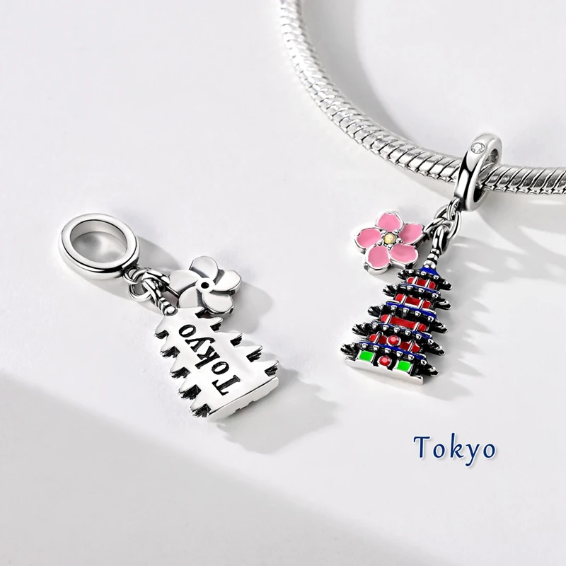 Landmark Building Pendant 925 Sterling Silver Global Travel Series Charm Beads DIY Bracelets Necklace Gifts Quality Fine Jewelry