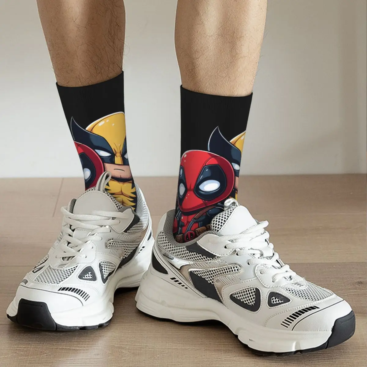 Homens Deadpool e Wolverine Crew Sock, Filmes Populares, Retro, Harajuku, Street Style, Novidade, Novidade