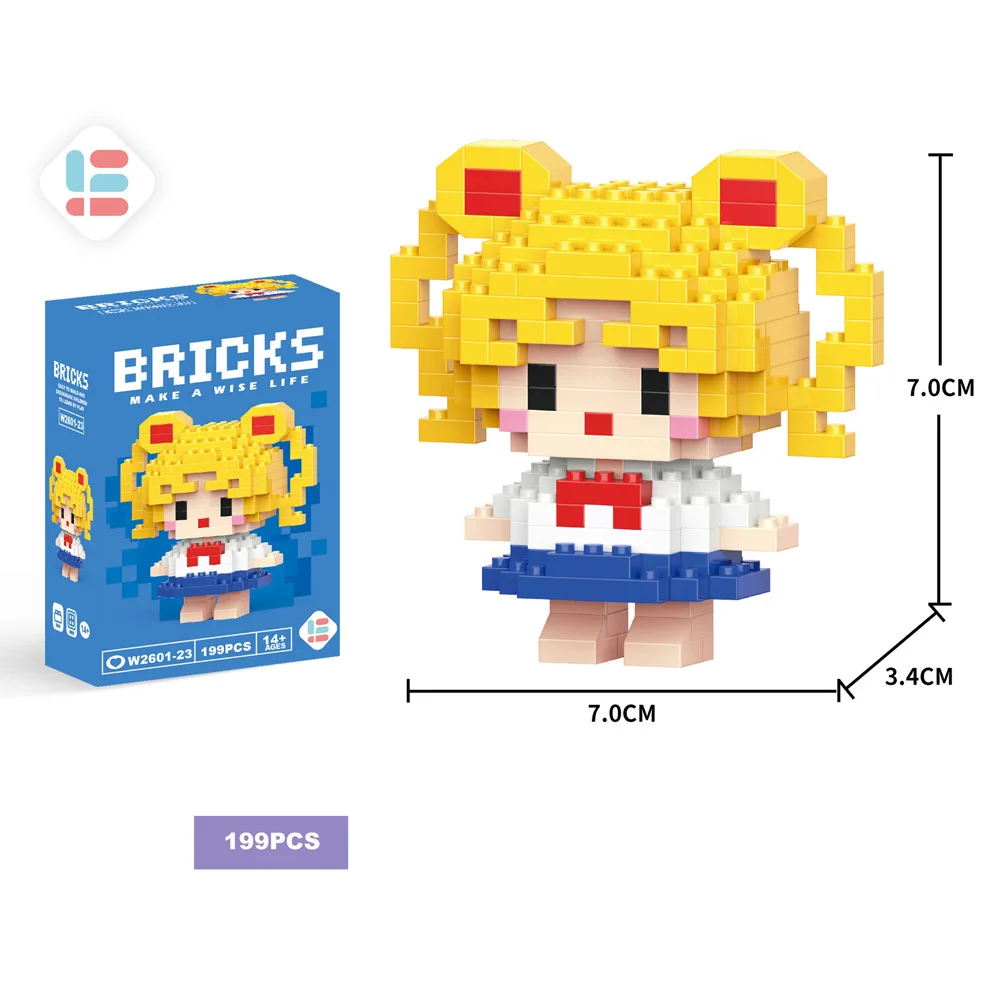 Anime Figure Building Blocks KuromiAction Figure Cartoon Building Blocks for Kids Toys for Lego Cute Hello Kitty 3D Puzzle Gifts