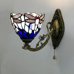 Modern Mediterranean Wall Lamp Glass Tiffany Fancy Bathroom Aisle Bedroom Dining Room Bar Wall Sconce Home Decor Indoor Lighting