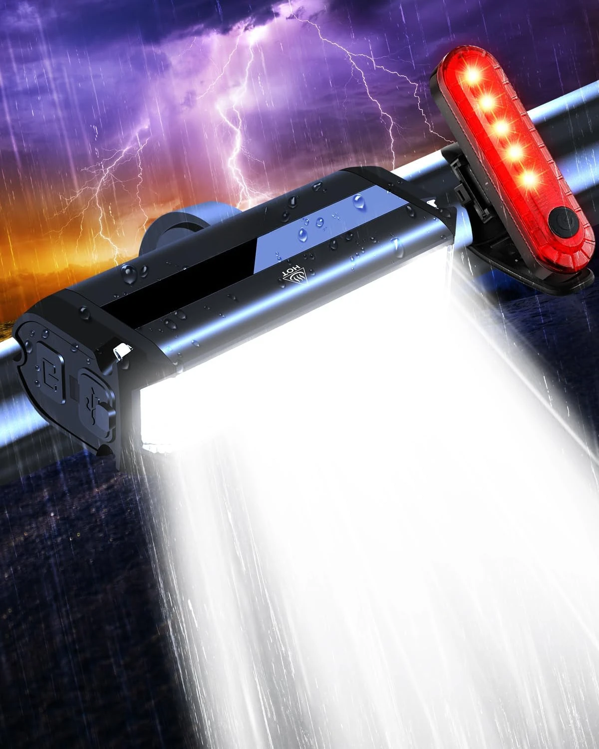 

Bright Bike Light for Night Riding, Waterproof Bike Headlight and Taillight for Adult Kid Mountain MTB Off-Road Cycling