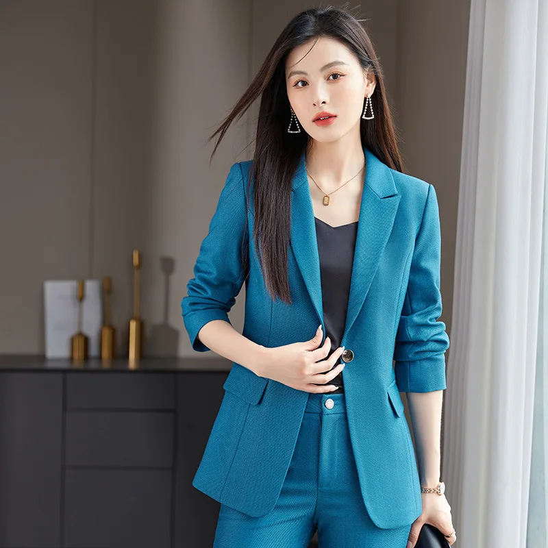 

Blue Suit Jacket Women's Autumn High Sense Temperament Leisure Suit for Interviews Formal Wear High Sense Women's Business Suit