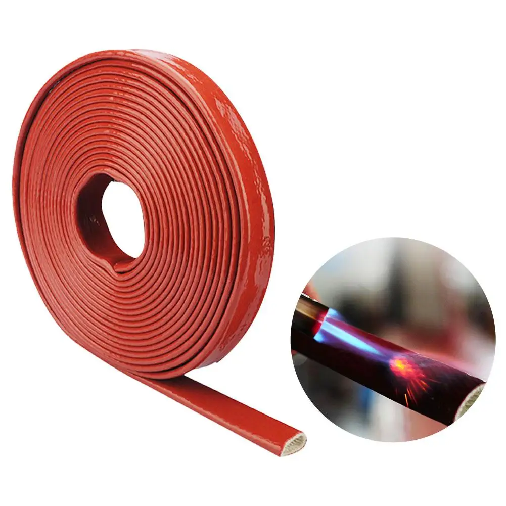 1 Roll Oil Pipe Protective Sleeve  Heat Resistant Cable Sleeve Silicone Fiberglass Pipeline Protector Tool Fit For Hoses