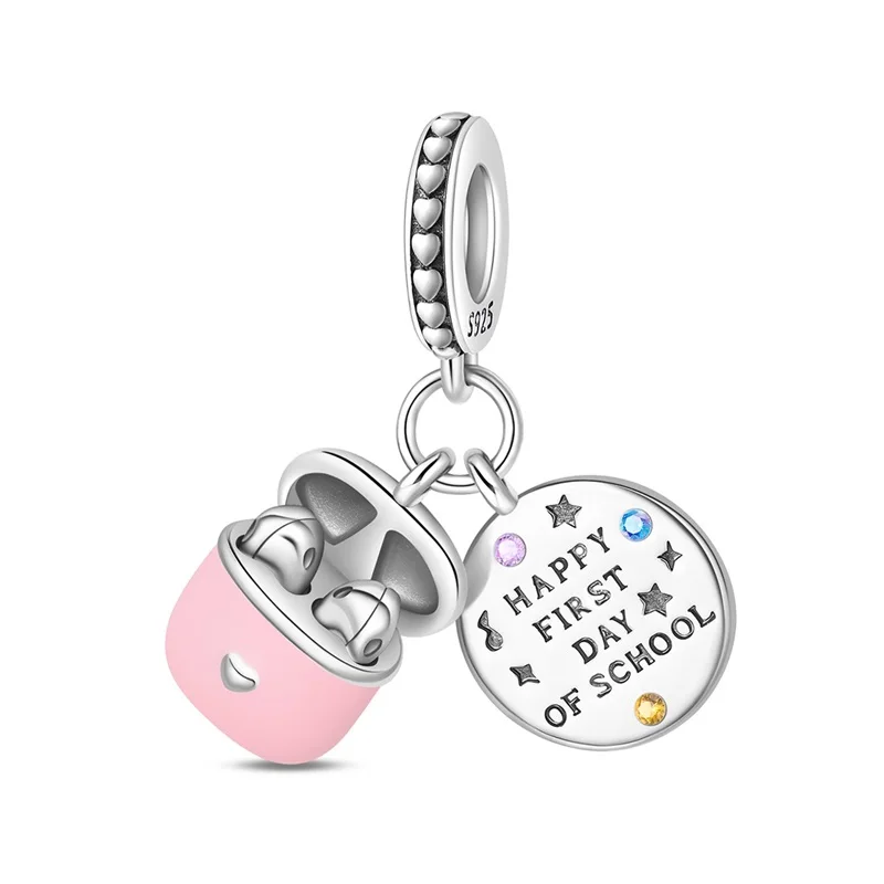 

925 Sterling Silver Learning Earphone Charms Pendant Fit 3mm Original Bracelet DIY Women Exquisite Birthday Party Jewelry Gifts